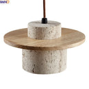 GobekUsa LED Hanging Lamp: Yellow Travertine Japanese Style Pendant Light for Home Decoration
