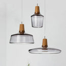 GobekUsa Glass Lampshade Pendant Light, Wooden Hanging Suspension, Retro American Design