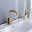 GobekUsa Brushed Gold Basin Faucet Single Handle Deck Mounted Cold Hot Mixer Tap