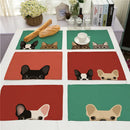 GobekUsa Dog Cat Pattern Cotton Linen Dining Table Mats 32*42cm