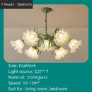 GobekUsa Green Flower Ceiling Chandelier: Elegant Iron Art Pendant Lamp for Living Room, Bedroom, Villa