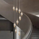 GobekUsa Crystal Chandelier Stair Pendant Lamp Living Room Interior Lighting