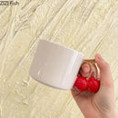 GobekUsa Cherry Handle Mug: White Ceramic Tea & Coffee Cup for Dining Table