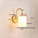 GobekUsa LED Glass Iron Wood Wall Light Fixture Modern Nordic Bedside Lamp