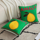GobekUsa Embroidered Lemon Cushion Cover | Ins Style Green Pillowcase Home Decor