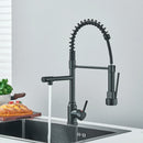 GobekUsa Brass Kitchen Sink Faucet: Pull Down Dual Spout, 360 Rotation, Hot/Cold Mixer, 2 Modes