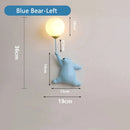 GobekUsa Blue Pink Bear Wall Lamp for Kids Bedroom, 3D Moon Lighting, G9 Bulb