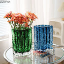 GobekUsa Clear Ice Vase for Hydroponic Flowers Desk Decor Bouquets Minimalist Floral Arrangement Modern Glass Pot
