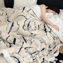 GobekUsa Leaf Jacquard Double-Layer Flannel Blanket for Sofa and Bed