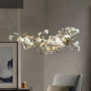 GobekUsa Leaf Branch Ceramic Chandelier | Modern Golden Lighting Fixture for Living Room