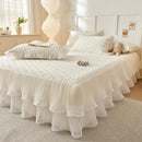 GobekUsa Lace Ruffles Cooling Bed Skirt Set with Pillowcases