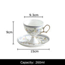 GobekUsa Gold Flower Ceramic Cup & Saucer Set - Elegant Goblet Mugs for Coffee, Tea, Juice