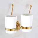 GobekUsa Gold Brass Bathroom Accessories Set: Robe Hook, Paper Holder, Towel Bar, Towel Ring