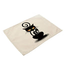 GobekUsa Black Cat Linen Placemat Set for Dining Table & Kitchen Decor