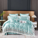 GobekUsa Lace Silk Cotton Luxury French Wedding Bedding Set for Chic Princess Bedrooms