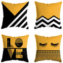 GobekUsa Geometric Deer Print Pillowcase 45x45cm - Yellow Home Decor