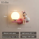 GobekUsa Children's Room Bedside Lamp: Creative Cartoon Eye Protection Led Wall Art Sconce