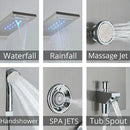 GobekUsa LED Rainfall Shower Panel System Black/Brushed Finish