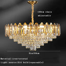 GobekUsa Gold Amber Crystal Chandelier Lights Modern Room Decor Hanging Lamp
