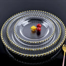 GobekUsa Gold Beads Glass Plate, Large Round Fruit Plate for Stylish Dining