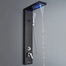 GobekUsa Black Shower Panel Column Wall Mount Rainfall Waterfall Faucet Hot Cold Mixer Tap