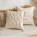 GobekUsa Geometric Tufted Cushion Cover Beige Patchwork Pillow Covers Wabi-sabi Style