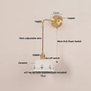GobekUsa Ceramic LED Wall Lamps Pull Chain Switch Rotate Copper Vanity Light