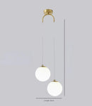 GobekUsa Glass Ball Dual Head Pendant Light for Bedroom, Modern LED Chandeliers
