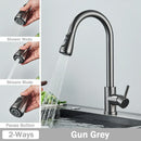GobekUsa Brushed Nickel Kitchen Faucet with Flexible Pull Out Nozzle and Stream Sprayer