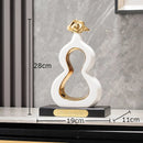 GobekUsa Gold Gourd Ceramic Sculpture Desk Decor Porcelain Crafts Room Ornaments