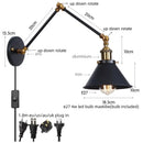 GobekUsa Gold Long Arm LED Wall Sconce with Pull Chain Switch