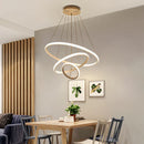 GobekUsa Gold Circle Rings Chandelier LED Pendant Light for Living Room, Kitchen, Dining Room