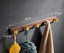GobekUsa Brushed Gold Wood and Aluminum Robe Hook Towel Hanger for Bathroom and Kitchen