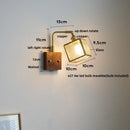 GobekUsa LED Walnut Wood Cube Glass Wall Light with Pull Chain Switch