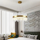 GobekUsa Gold Crystal Chandelier Dimmable Luxury Pendant Lights for Bedroom & Living Room