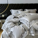 GobekUsa Luxe 1500TC Egyptian Cotton Lace Wide Edge Bedding Set: Duvet Cover, Sheet, Pillowcases