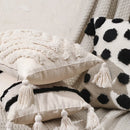GobekUsa Boho Tufted Beige White Tassel Pillow Cover Home Decor Square Beaded Case