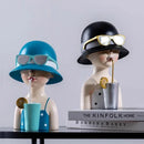 GobekUsa Cartoon Girls Resin Figure Sculpture for Home Decor