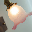 GobekUsa Glass Pink LED Wall Lights Pull Chain Switch Rotatable Sconce Bedside Lamp