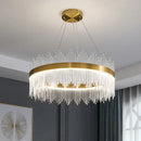 GobekUsa Gold Crystal Chandelier Dimmable Luxury Pendant Lights for Bedroom & Living Room