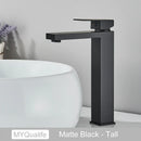 GobekUsa Black Brass Square Basin Faucet: Bathroom Washbasin Mixer Tap, Single Handle Tall Model.