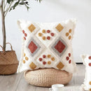 GobekUsa Boho Ivory Brown Tufted Lace Pillow Cover 50x30/45x45cm for Living Room/Sofa