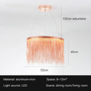 GobekUsa LED Tassel Chandelier Pendant Light for Living Room Villa Hall Silver Lustre