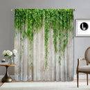 GobekUsa Green Leaf Plant Printed Curtains for Home Decoration and Modern Vibes