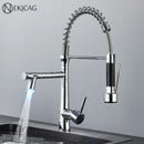 GobekUsa Dual Nozzle Gourmet Kitchen Faucet | Pull-Down, 360° Rotation, Chrome Mixer