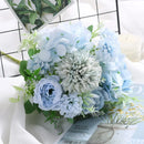 GobekUsa Blue Peony Tea Rose Silk Fake Flowers for DIY Home Garden Wedding Decor