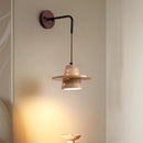 GobekUsa LED Yellow Travertine Stone Wall Lamp with Pull Chain Switch