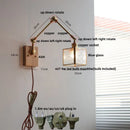 GobekUsa LED Wall Lamp Rotatable Glass Walnut Swing Arms Hallway Stair Light