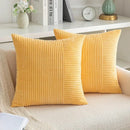 GobekUsa Corduroy Striped Patchwork Throw Pillow Covers Set, Farmhouse Style Yellow Classic Pillowcases