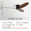 GobekUsa Black Modern DC Ceiling Fan Remote Control for Office Living Room